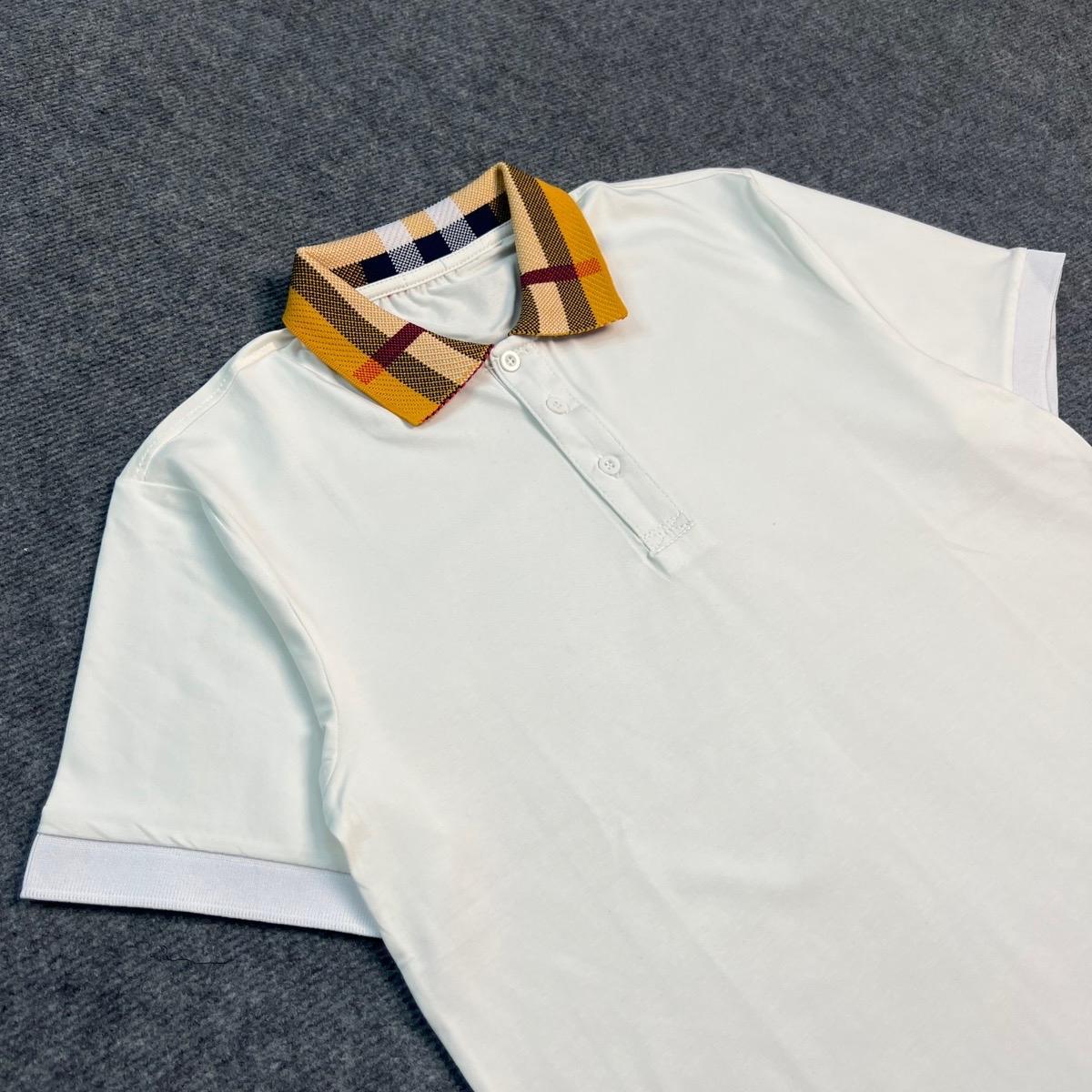 Áo Polo Nam Cao Cấp Bo Cổ Dệt Gai Kẻ Cổ Vàng Đen-Trắng, Chất Cotton Co Dãn - Ngắn Tay, Thun Menswear-duoc-ban-tai-BB-STore 2023