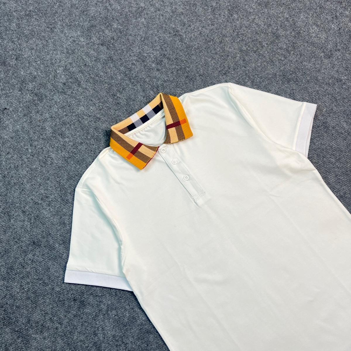 Áo Polo Nam Cao Cấp Bo Cổ Dệt Gai Kẻ Cổ Vàng Đen-Trắng, Chất Cotton Co Dãn - Ngắn Tay, Thun Menswear-duoc-ban-tai-BB-STore 2023