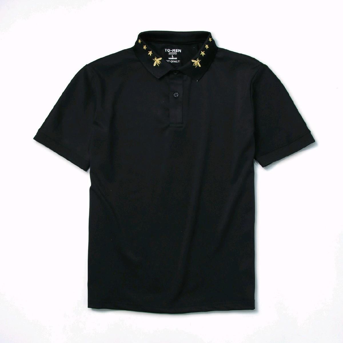Mã Polo Cao Cấp Họa Tiết Thêu Ong Ở Cổ ,  Áo Có 2 Màu Đen- Trắng. Menswear Áo Ngắn Tay Shirt thông thường thanh lịch Có Cổ Nhung-duoc-ban-tai-BB-STore 2023