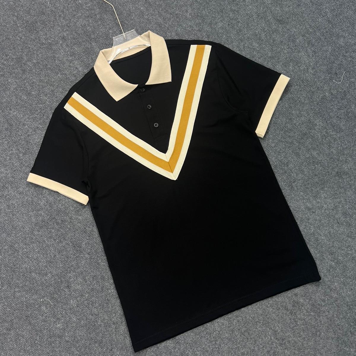 Áo Polo Dệt Viền V Kem  Vàng, Áo Có 2 Màu Đen- Trắng ,Chất Cotton Co Dãn Nam Menswear Polo Có Cổ Shirt Ngắn Tay Tay Ngắn Jean Thun-duoc-ban-tai-BB-STore 2023