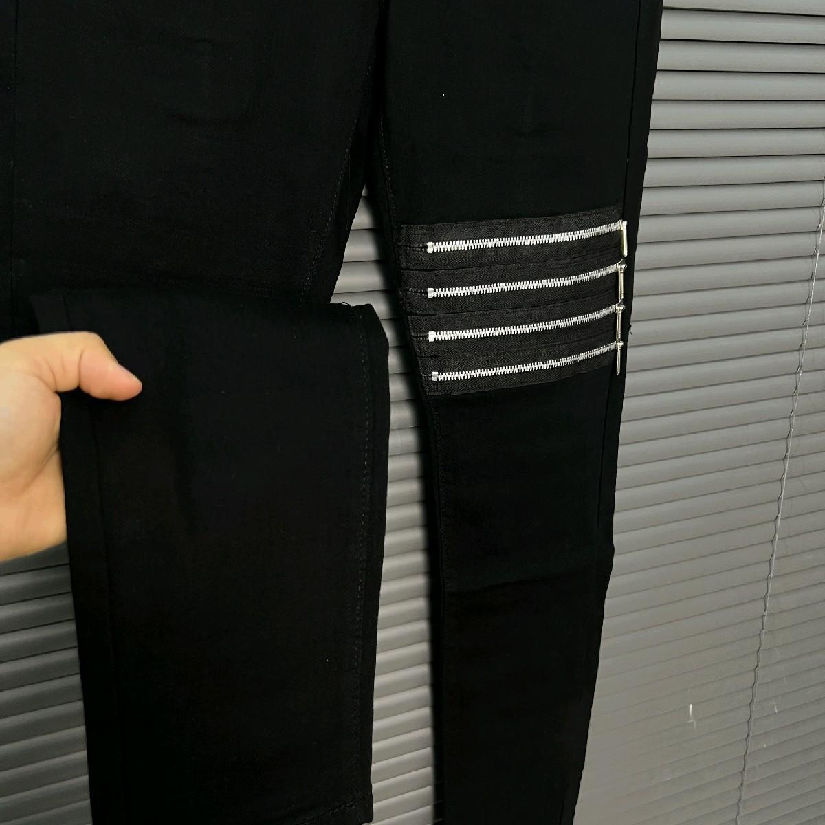 Mã Quần Jean Nam Đen Cao Cấp  4 Khoá Kéo Ở Gối, Chất Liệu Demin Cotton Co Giản. Menswear Pants Có Túi-duoc-ban-tai-BB-STore 2023