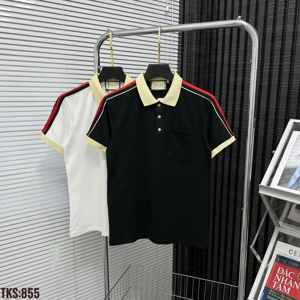 Áo thun trụ polo cao cấp phối viền cúc bấm kim loại Đen - Trắng-duoc-ban-tai-BB-STore 2023