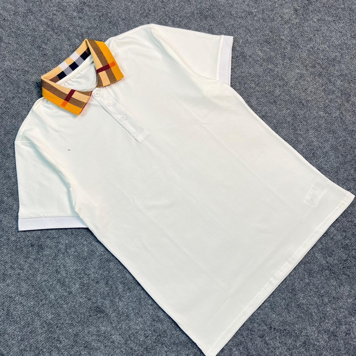 Áo Polo Nam Cao Cấp Bo Cổ Dệt Gai Kẻ Cổ Vàng Đen-Trắng, Chất Cotton Co Dãn - Ngắn Tay, Thun Menswear-duoc-ban-tai-BB-STore 2023