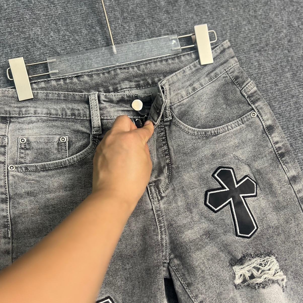 Quần Jean Nam Thêu Chữ Thập Phong Cách Sang Trọng - Có Túi Menswear Cotton quần  jeans Pants Tre-duoc-ban-tai-BB-STore 2023
