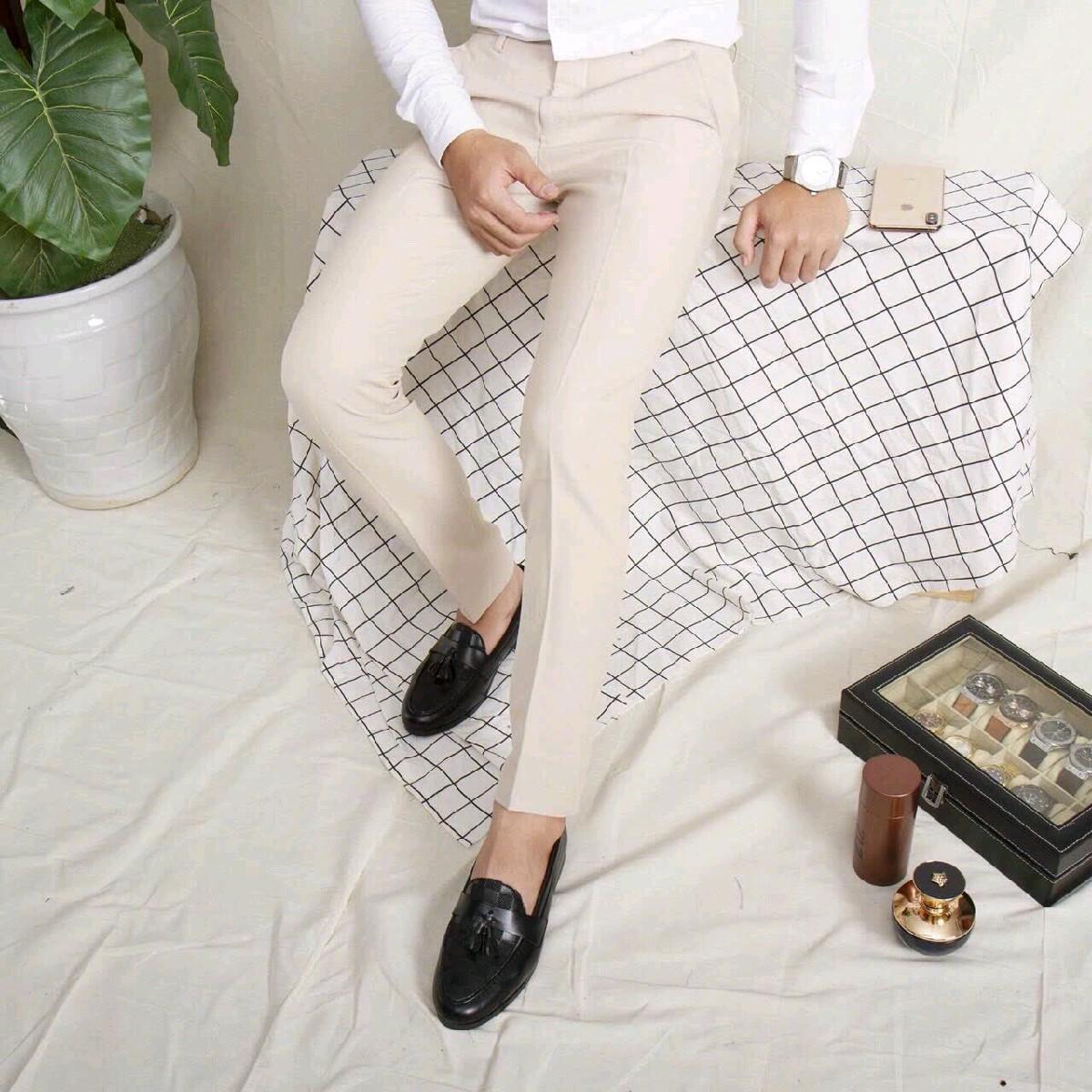 Mã Quần Tây Âu Cao Cấp Co Dãn Dáng Hàn Quốc , Quần Có 3 Màu Đen - Xám- Kem Menswear Nam Pants Jean-duoc-ban-tai-BB-STore 2023