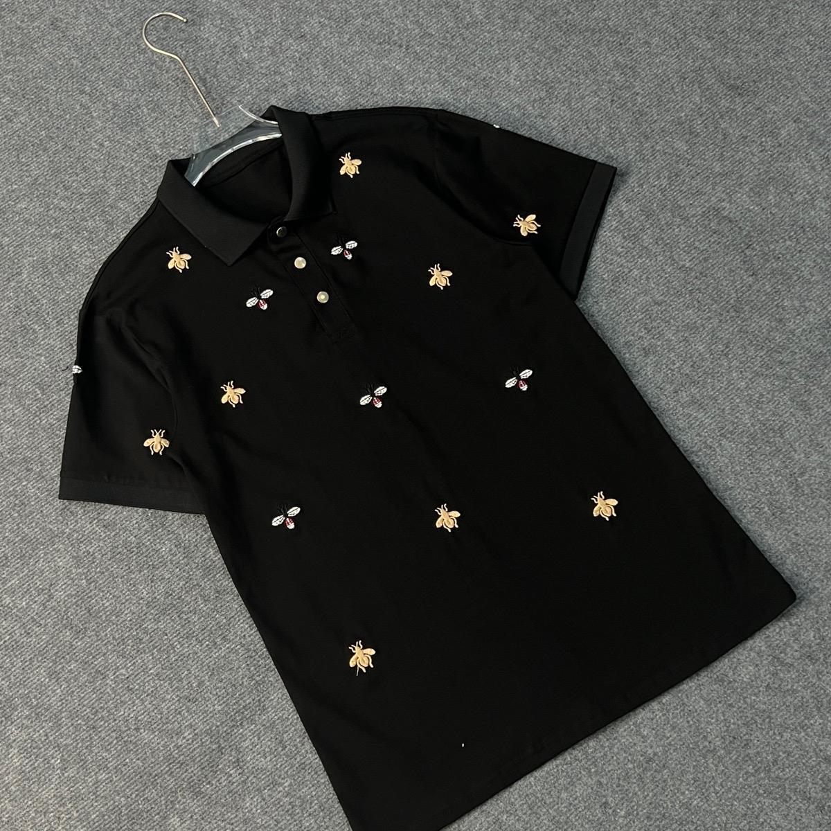 Mã Áo Thun Trụ Nam Cao Cấp Thêu Ong Cúc Kim Loại  Bấm, Áo Có 2 Màu Đen Trắng, Chất Cotton Co Dãn. Menswear Polo Có Cổ Shirt-duoc-ban-tai-BB-STore 2023