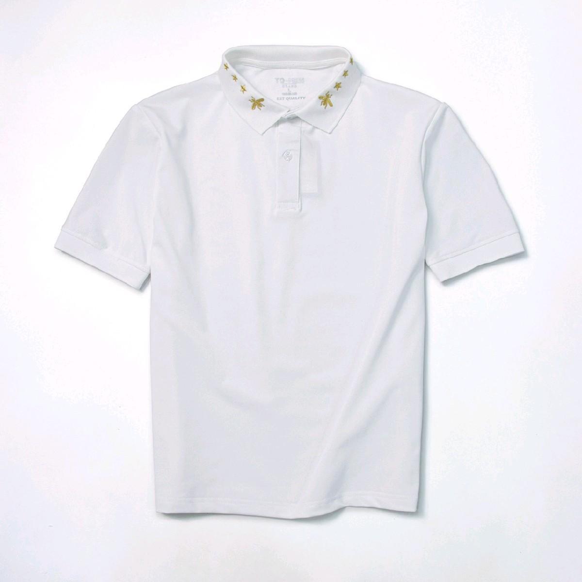 Mã Polo Cao Cấp Họa Tiết Thêu Ong Ở Cổ ,  Áo Có 2 Màu Đen- Trắng. Menswear Áo Ngắn Tay Shirt thông thường thanh lịch Có Cổ Nhung-duoc-ban-tai-BB-STore 2023