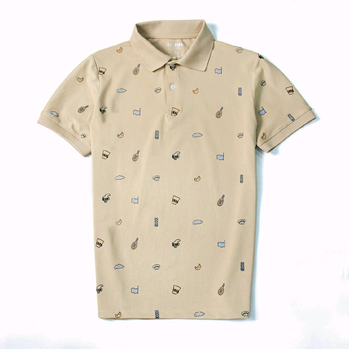 Mã Polo Cao Cấp In Hình Họa Tiết Ticket, Áo Có 2 Màu Be - Trắng Menswear Nam Shirt Ngắn Tay Có Cổ-duoc-ban-tai-BB-STore 2023
