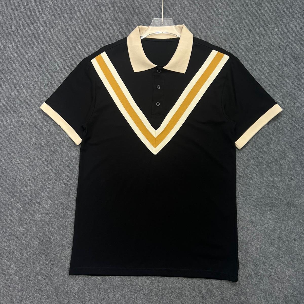 Áo Polo Dệt Viền V Kem  Vàng, Áo Có 2 Màu Đen- Trắng ,Chất Cotton Co Dãn Nam Menswear Polo Có Cổ Shirt Ngắn Tay Tay Ngắn Jean Thun-duoc-ban-tai-BB-STore 2023