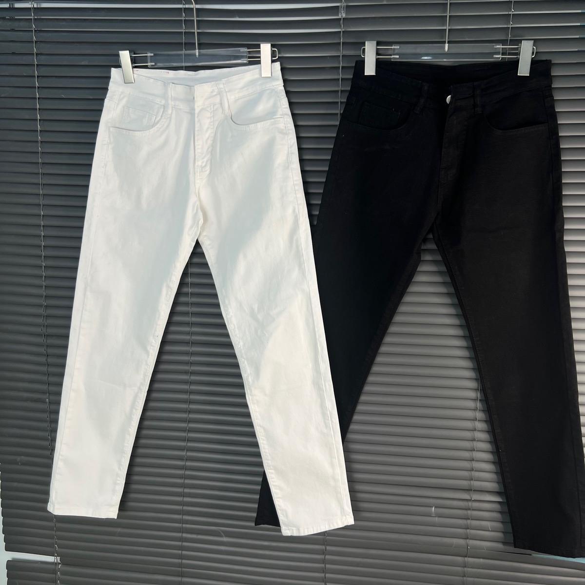 Quần Jean Nam Cao Cấp Trơn Trắng - Đen, Co Giản . Menswear Pants Cotton Có Túi Màu Trắng-duoc-ban-tai-BB-STore 2023