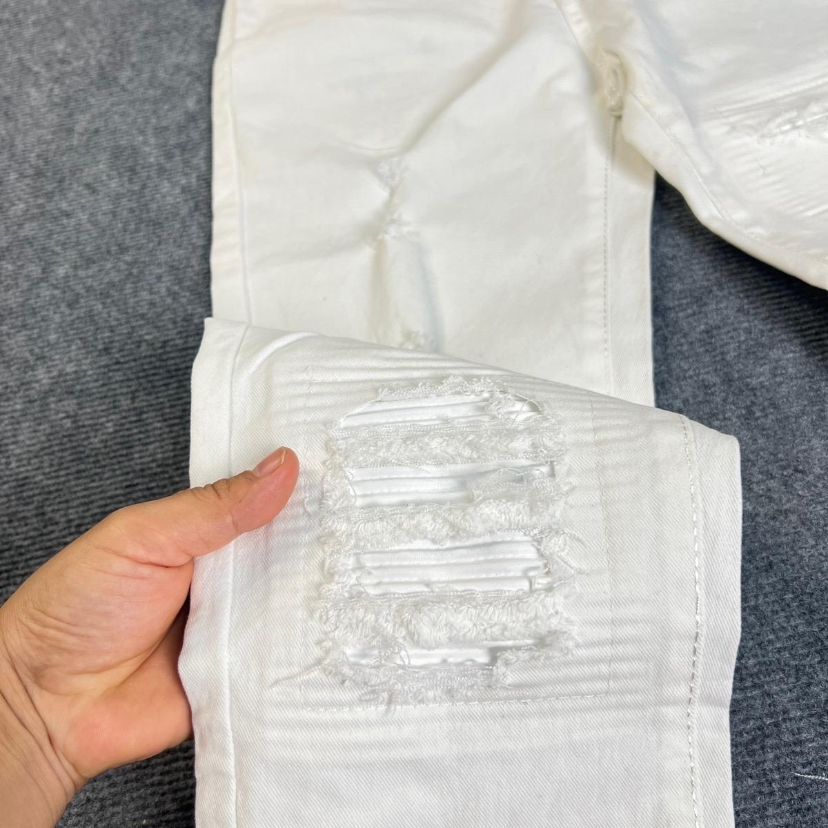 Quần Jean Nam Vá Da Màu Trắng Chất Demin Co Dãn - Pants, Menswear Cotton Có Túi Tre quần  amiri-duoc-ban-tai-BB-STore 2023