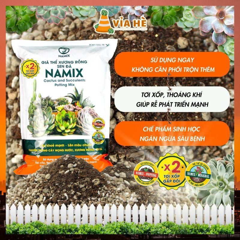 Đất Trồng Sen Đá Xương Rồng Namix Túi 2dm3 (0,7-1kg), Giá Thể Cao Cấp Dành Riêng Cho Cây Mọng Mước-duoc-ban-tai-Vỉa Hè Garden