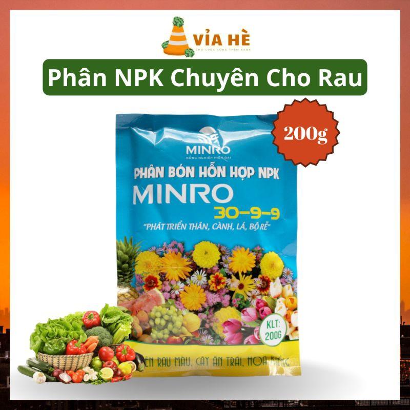 Phân Bón NPK Tổng Hợp Minro 30-9-9 Túi 200g, Chuyên Cho Rau, Cây Ăn Trái, Hoa Kiểng-duoc-ban-tai-Vỉa Hè Garden