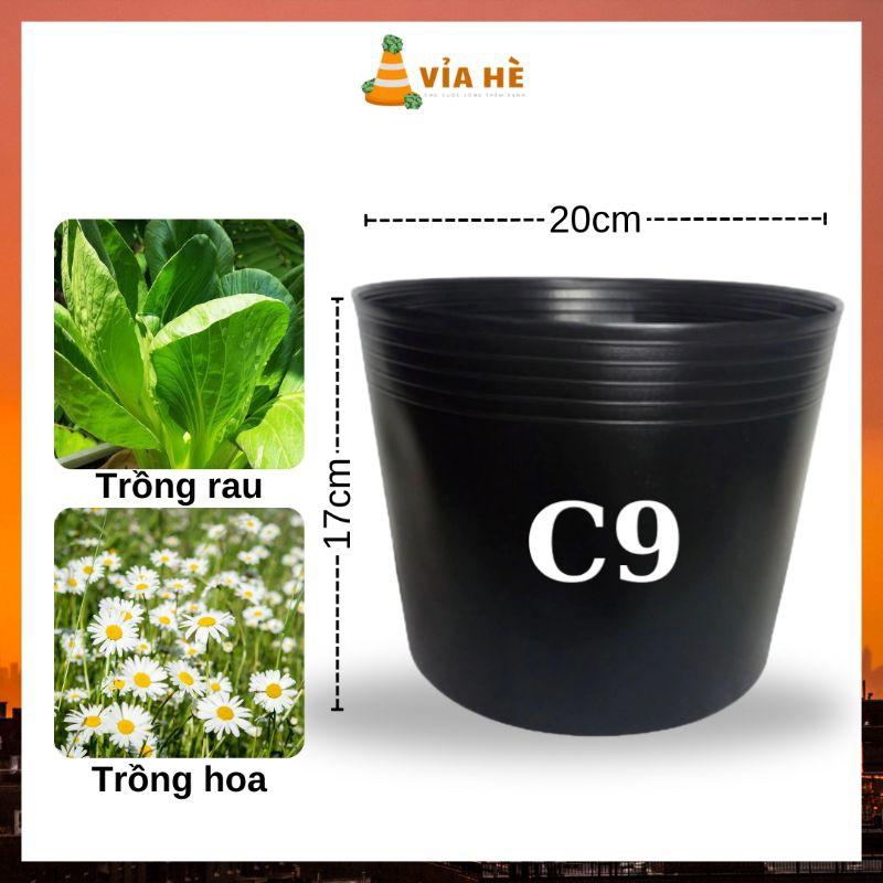 Chậu nhựa đen dẻo mềm hàng chất lương dai bền C9 20x17cm, trồng rau hoa cây giống nhà vườn-duoc-ban-tai-Vỉa Hè Garden