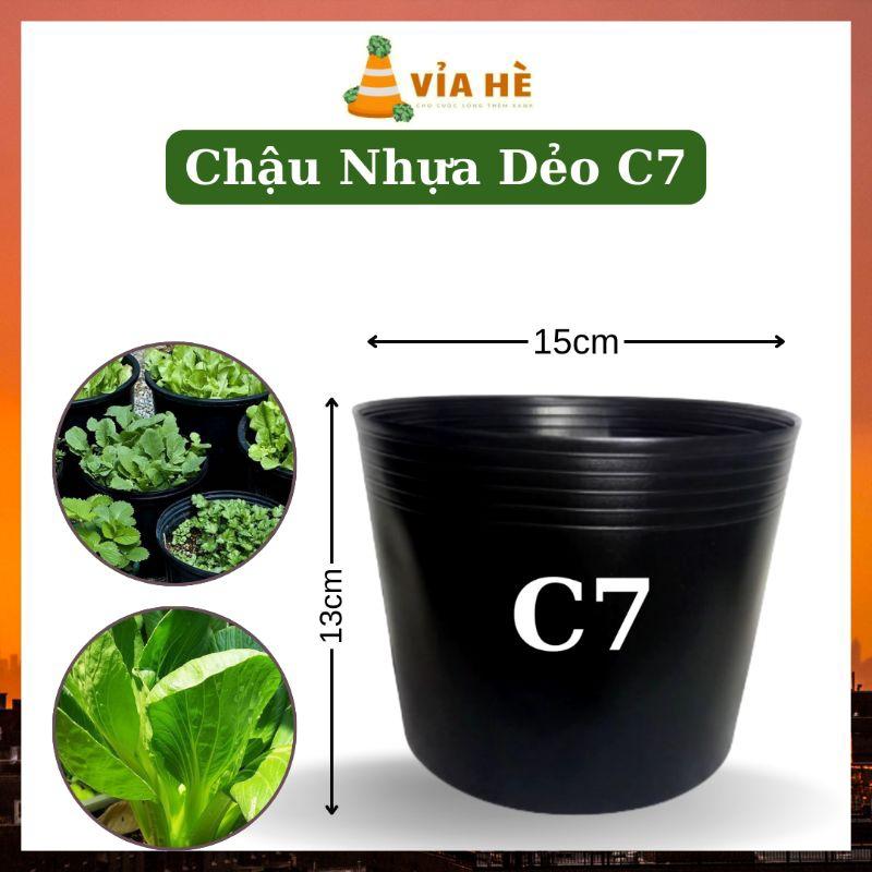 Chậu Nhựa Đen Dẻo C7 15x13cm, Trồng Rau Hoa Ươm Cây, Hàng Chất Lượng Tốt Bền Chiệu Nắng Mưa-duoc-ban-tai-Vỉa Hè Garden