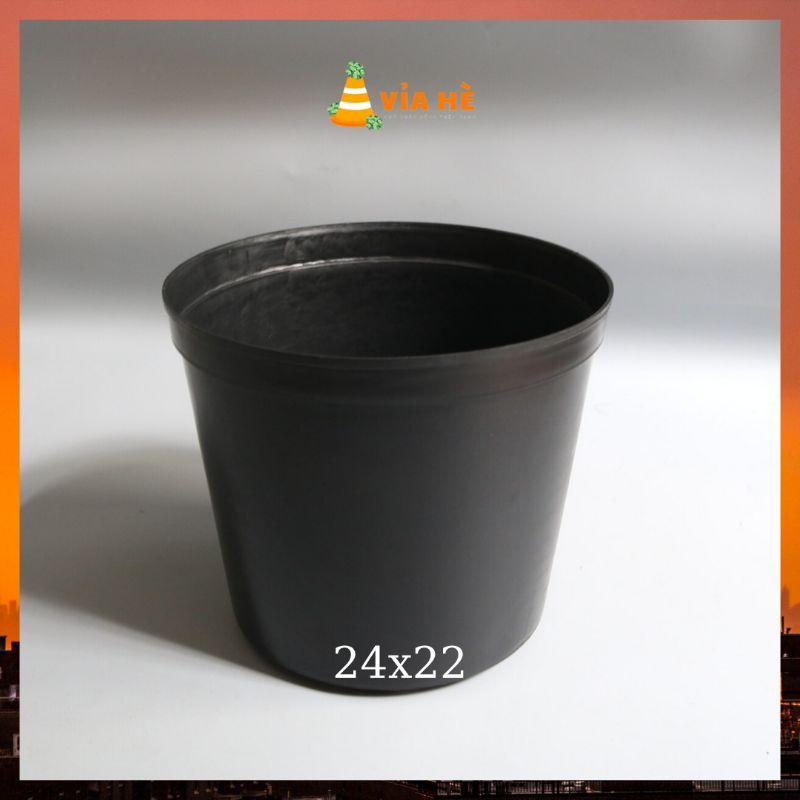 Chậu nhựa đen cứng tròn lớn 24x22 cm, 28x24cm THAKICO giá tại xưởng, trồng cây cảnh hoa rau sân thượng-duoc-ban-tai-Vỉa Hè Garden