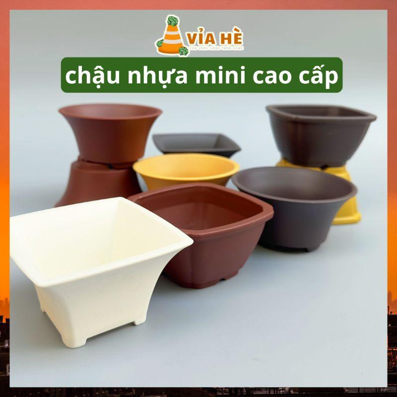 Chậu nhựa cứng mini VIAHE trồng sen đá, xương rồng, bonsai hàng nhập khẩu-duoc-ban-tai-Vỉa Hè Garden