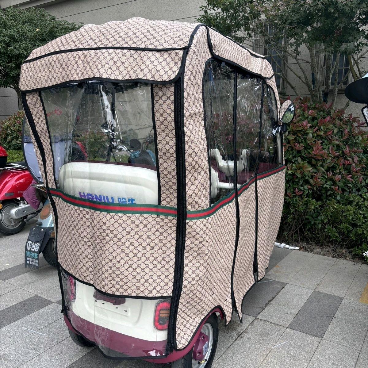 Rèm trùm xe điện 3 bánh YADI CL9 (chỉ rèm trùm, không bao gồm xe và mái che) 1700 - Tấm bạt dày tráng nhựa, chống nước-duoc-ban-tai-Mái che xe máy và xe điện Thiên Linh