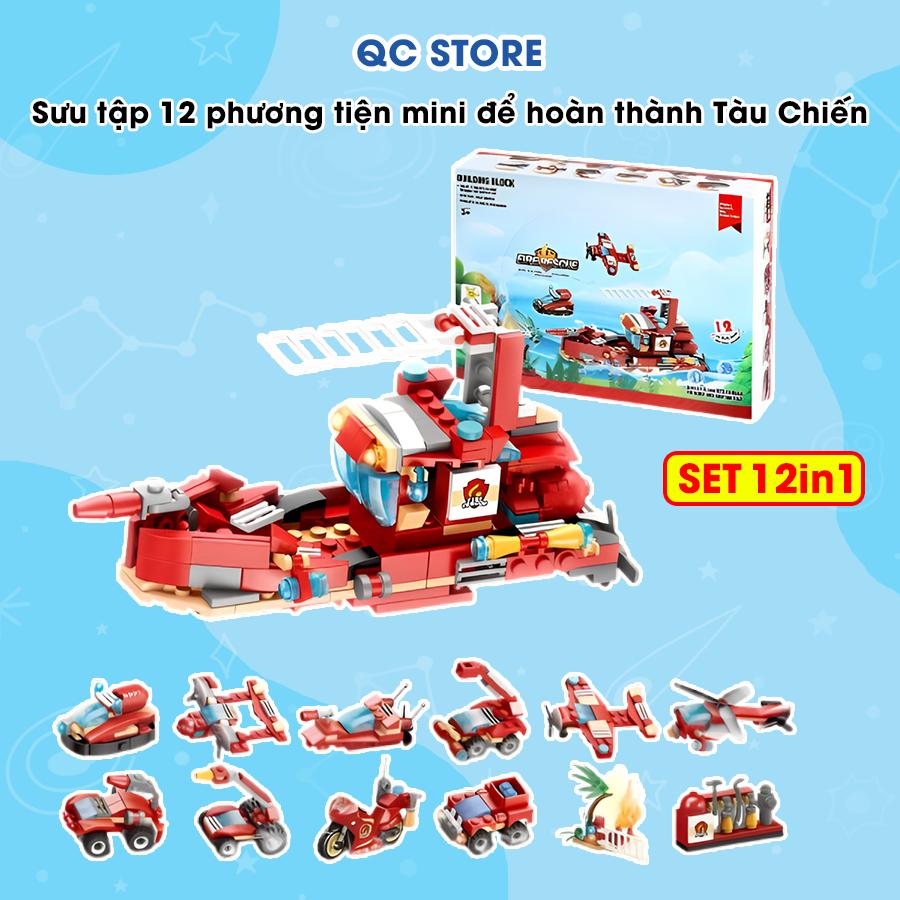 Mô hình lắp ráp tàu chiến cánh sát cứu hộ mini giá rẻ 12 in 1 cho bé thông minh sáng tạo QC Store-duoc-ban-tai-QC Store