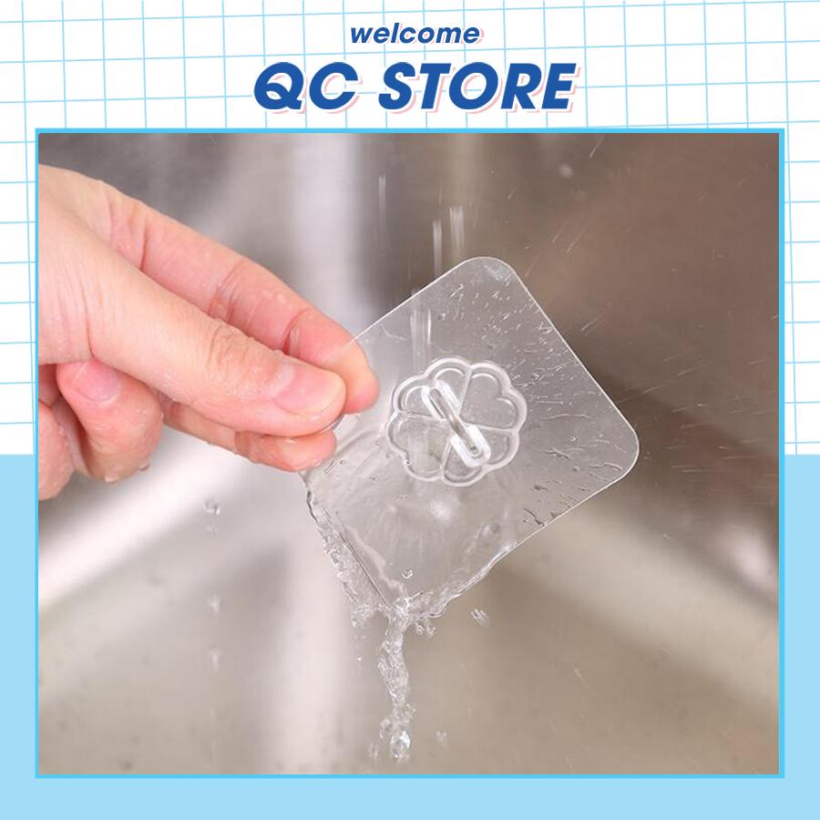 Móc treo đồ dán tường siêu bám dính bền bỉ kiểu dáng trong suốt tiện dụng 6x6cm-duoc-ban-tai-QC Store