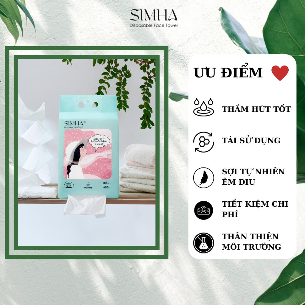 Khăn giấy rút simha đa năng dạng rút 100% vải viscose dùng 1 lần an toàn cho bé lau mặt và lau tay túi rút 186 tờ-duoc-ban-tai-QC Store