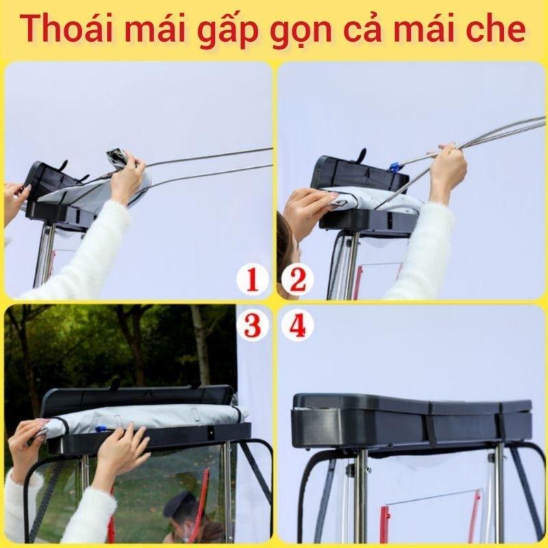Mái che xe máy, phụ kiện xe máy, mái che, bạt phủ xe máy, bạt che xe máy, áo trùm xe máy, bạc che xe máy gấp gọn 860-duoc-ban-tai-Mái che xe máy và xe điện Thiên Linh