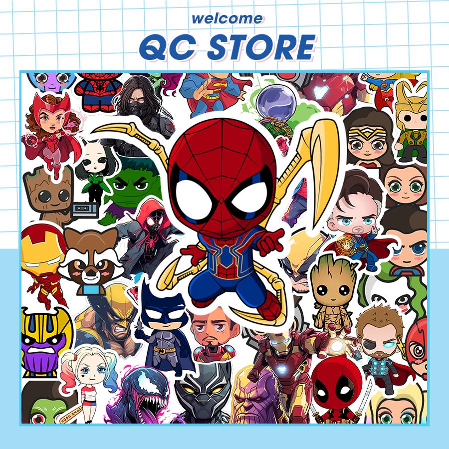 Set 15/30/50 sticker miếng hình dán siêu anh hùng cute dễ thương dán xe mũ bảo hiểm dán laptop, điện thoại QC Store-duoc-ban-tai-QC Store