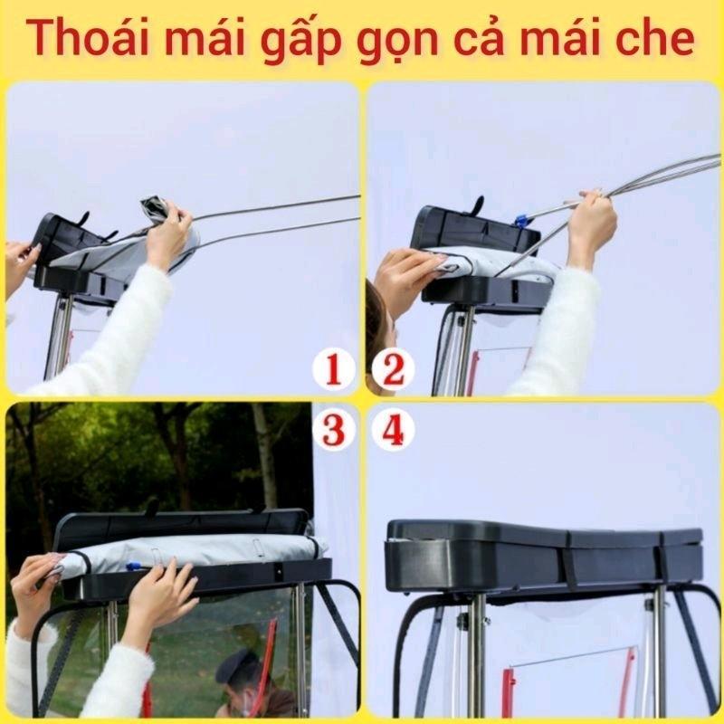 Mái che, ô che, dù che, mui che, rèm che, trùm che, bạt che xe gấp gọn trong phút mốt, phụ kiện xe 860-duoc-ban-tai-Mái che xe máy và xe điện Thiên Linh