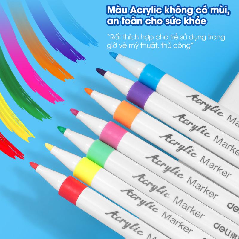 Bút màu acrylic marker bộ 12 24 36 48 60 bút màu đa năng vẽ trên mọi chất liệu chống nước không trôi giá rẻ QC Store-duoc-ban-tai-QC Store