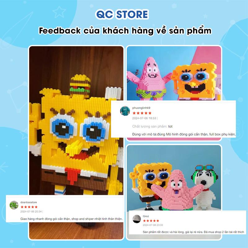 Bộ mô hình bọt biển sao biển lắp ráp 3D xếp hình nhân vật SpongeBob dễ thương cute cho bé kích thước 27 -35cm QC Store-duoc-ban-tai-QC Store