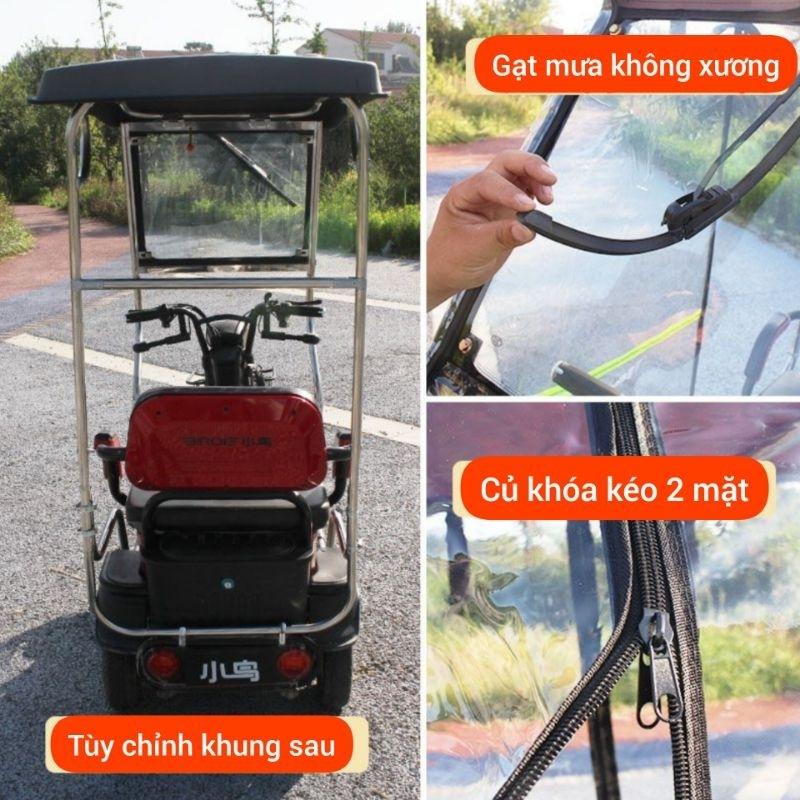 Đồ độ xe điện, phụ kiện độ xe điện, đồ xe điện, che mưa xe điện 3 bánh, rèm che mưa xe điện F68, 130cm x 70cm, inox 2245-duoc-ban-tai-Mái che xe máy và xe điện Thiên Linh