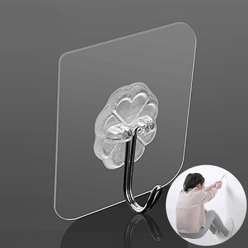 Móc treo đồ dán tường siêu bám dính bền bỉ kiểu dáng trong suốt tiện dụng 6x6cm-duoc-ban-tai-QC Store