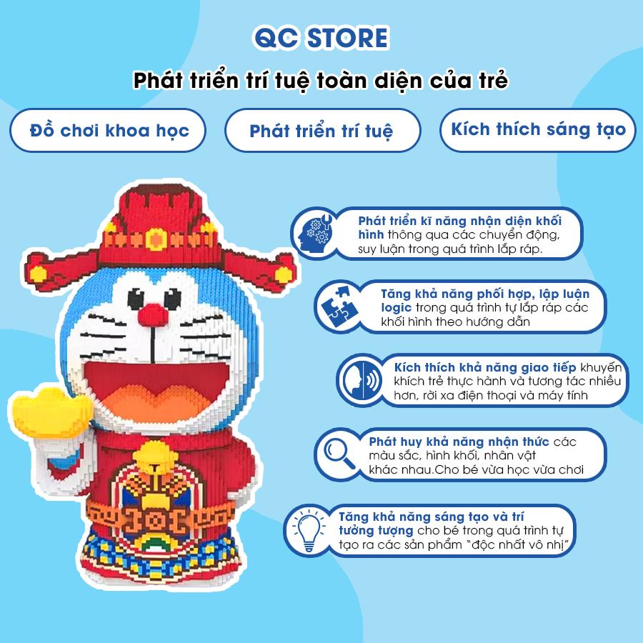 Đồ chơi lắp ráp mô hình doraemon thần tài múa lân đầu lân to khổng lồ 35cm, 40cm, 55cm QC Store-duoc-ban-tai-QC Store