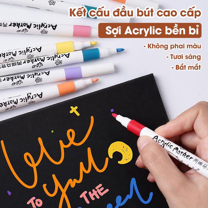 Bút màu acrylic marker bộ 12 24 36 48 60 bút màu đa năng vẽ trên mọi chất liệu chống nước không trôi giá rẻ QC Store-duoc-ban-tai-QC Store