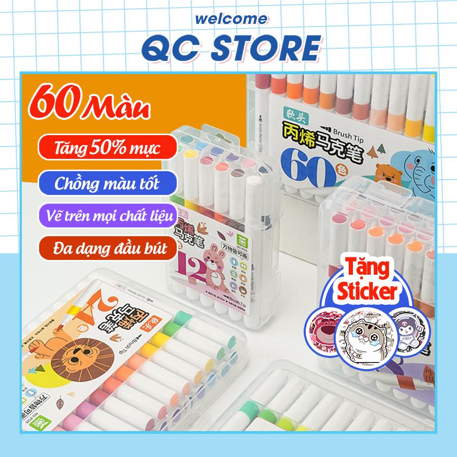 Bút màu acrylic marker bộ 12 24 36 48 60 bút màu đa năng vẽ trên mọi chất liệu chống nước không trôi giá rẻ QC Store-duoc-ban-tai-QC Store