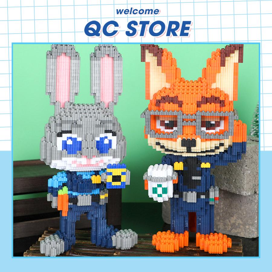 Bộ mô hình đồ chơi lắp ráp 3D xếp hình cáo và thỏ zootopia cỡ vừa cao 32cm QC Store-duoc-ban-tai-QC Store