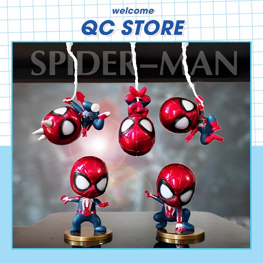 Mô hình người nhện spiderman chibi 9cm bằng nhựa decor xe ô tô cao cấp cho bé QC Store-duoc-ban-tai-QC Store