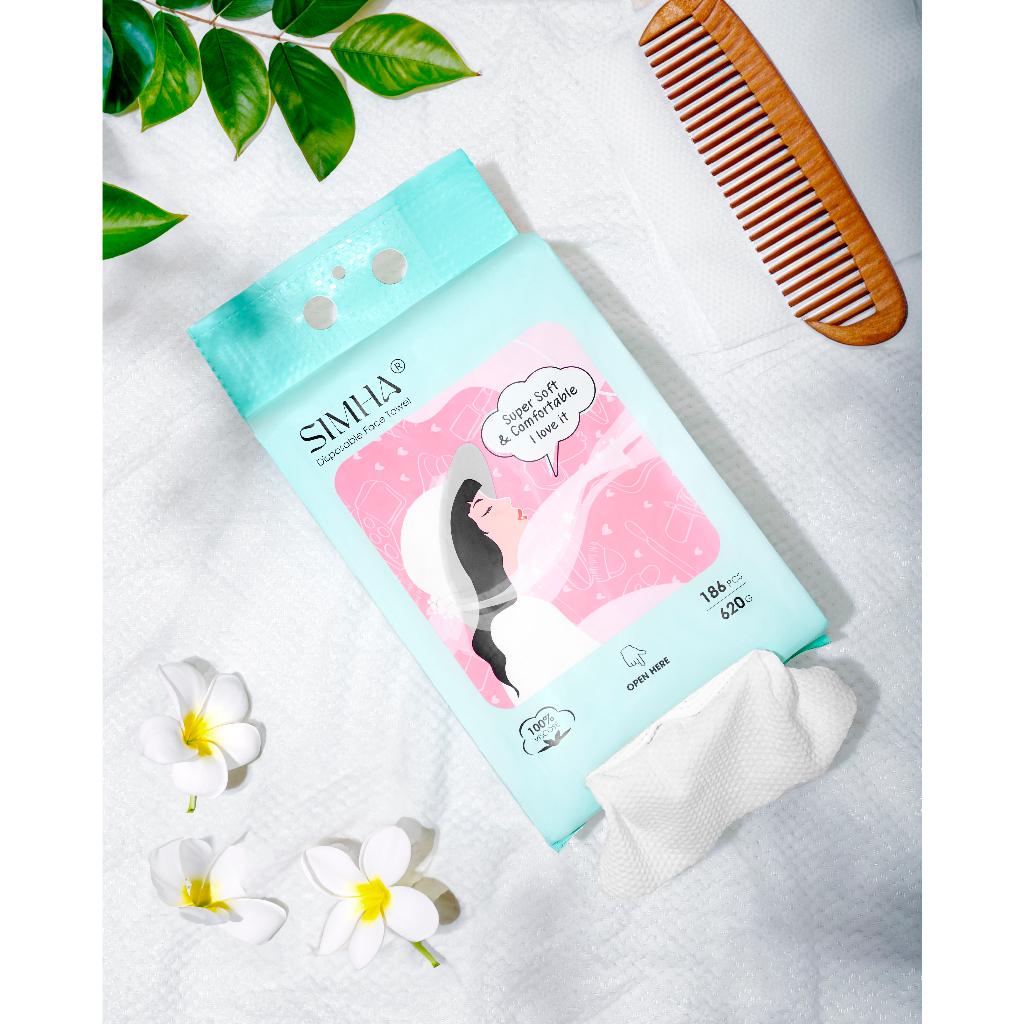 Khăn giấy khô Simha đa năng lau mặt và lau tay túi rút 186 tờ dạng rút 100% vải viscose dùng 1 lần an toàn cho bé-duoc-ban-tai-QC Store