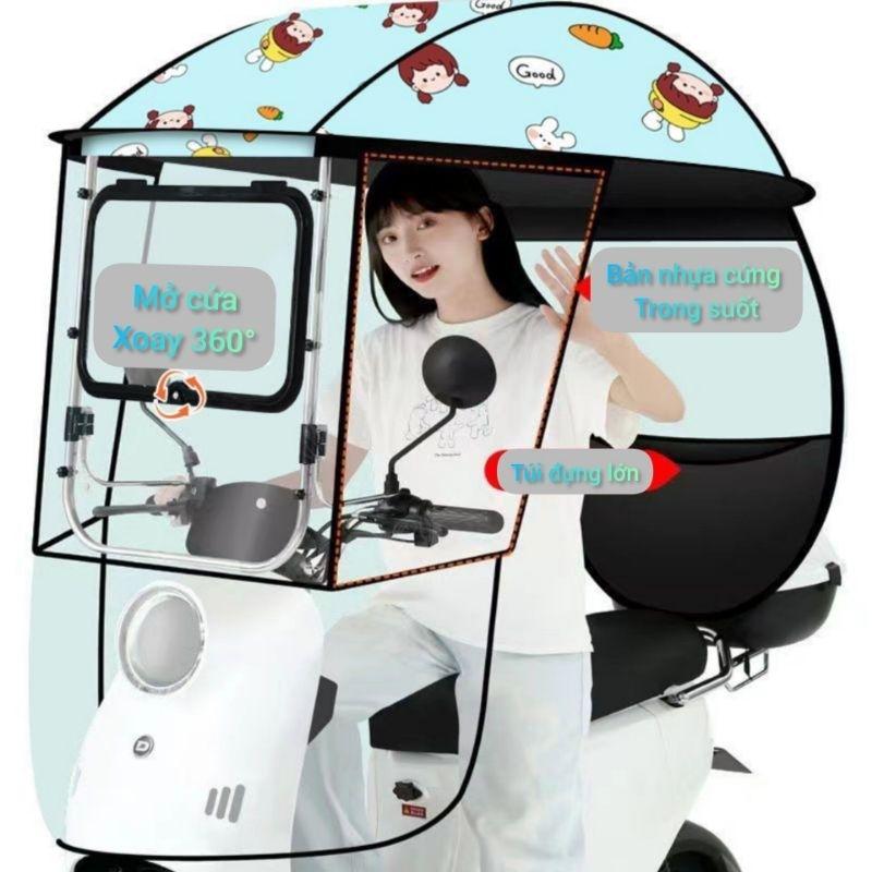 Mái che xe máy, phụ kiện xe máy, mái che, bạt phủ xe máy, bạt che xe máy, áo trùm xe máy 550 rèm cạnh cửa mở xoay 360°-duoc-ban-tai-Mái che xe máy và xe điện Thiên Linh