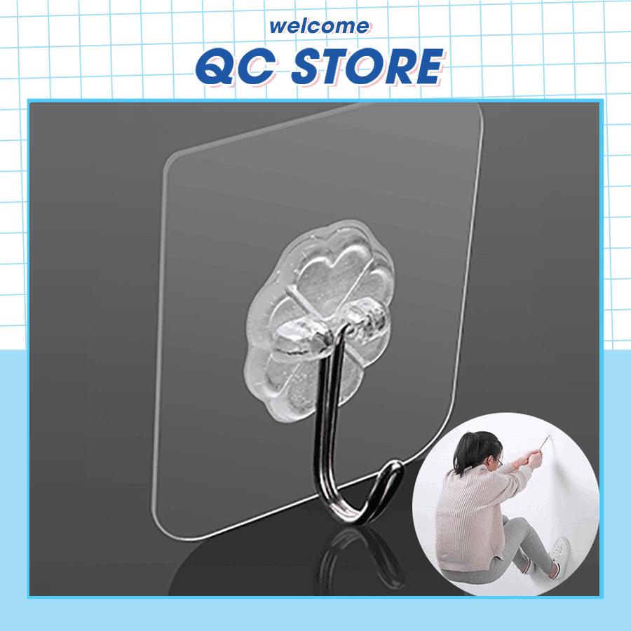 Móc treo đồ dán tường siêu bám dính bền bỉ kiểu dáng trong suốt tiện dụng 6x6cm-duoc-ban-tai-QC Store
