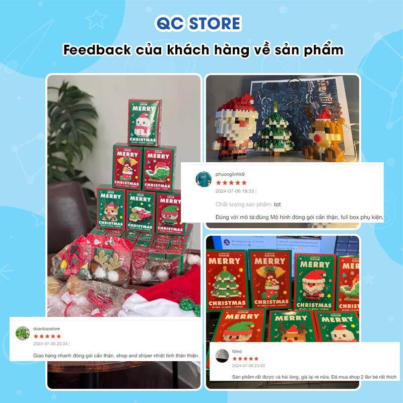 Hộp Quà Tặng Noel 6 in 1 Mô hình Lắp Ráp noel dễ thương Christmas Ông Già Noel Cây Thông Người Tuyết QC Store-duoc-ban-tai-QC Store