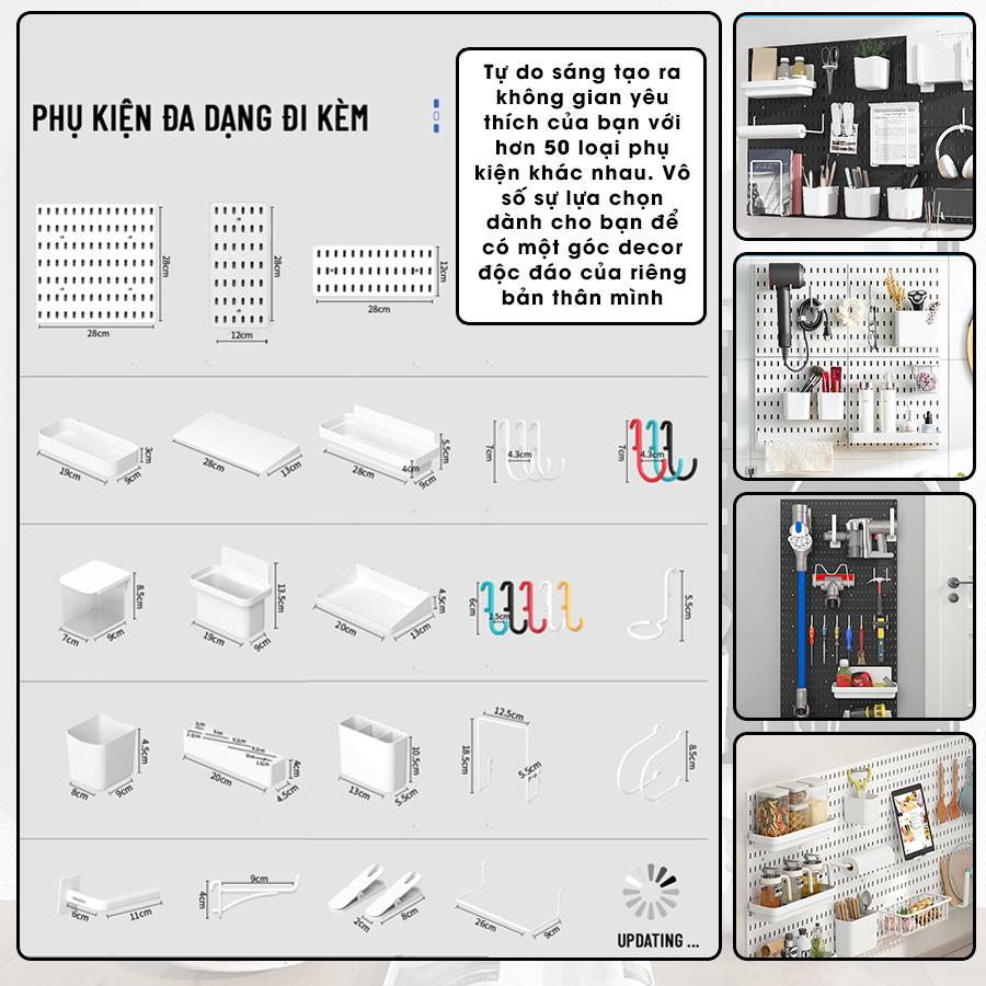 Pegboard kệ decor bàn học trang trí góc làm việc giá lưu trữ để đồ đa năng treo tường bảng đục lỗ decor phòng học QC-duoc-ban-tai-QC Store