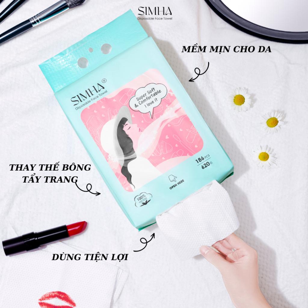 Khăn giấy rút simha đa năng dạng rút 100% vải viscose dùng 1 lần an toàn cho bé lau mặt và lau tay túi rút 186 tờ-duoc-ban-tai-QC Store