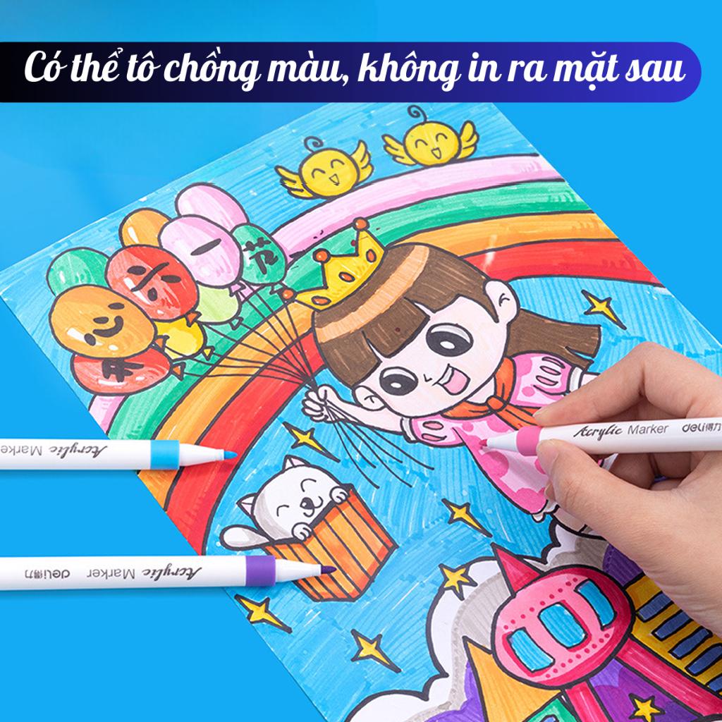 Bút màu acrylic marker bộ 12 24 36 48 60 bút màu đa năng vẽ trên mọi chất liệu chống nước không trôi giá rẻ QC Store-duoc-ban-tai-QC Store