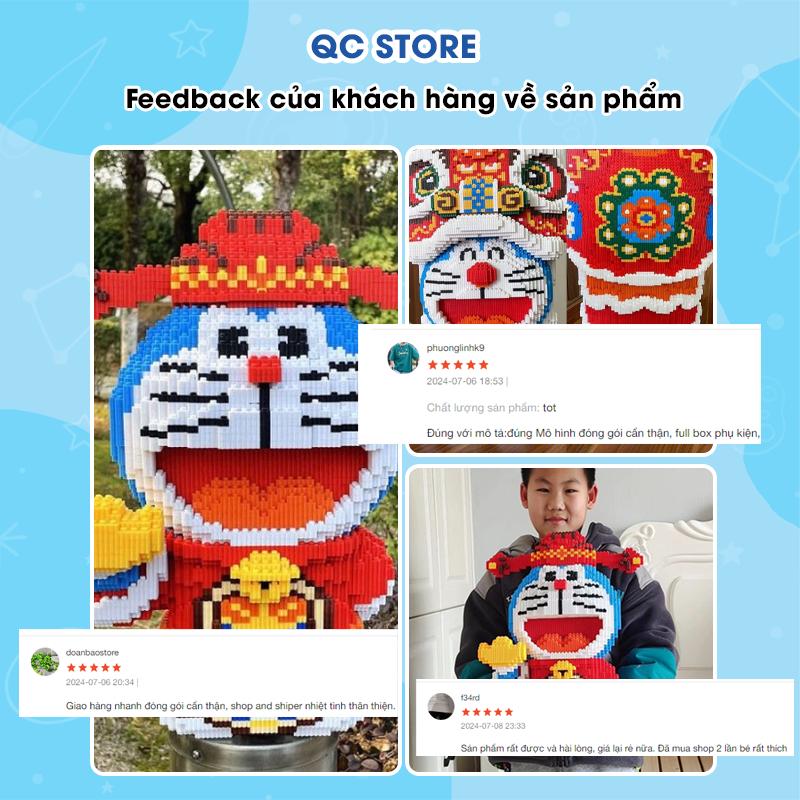Đồ chơi lắp ráp mô hình doraemon thần tài múa lân đầu lân to khổng lồ 35cm, 40cm, 55cm QC Store-duoc-ban-tai-QC Store
