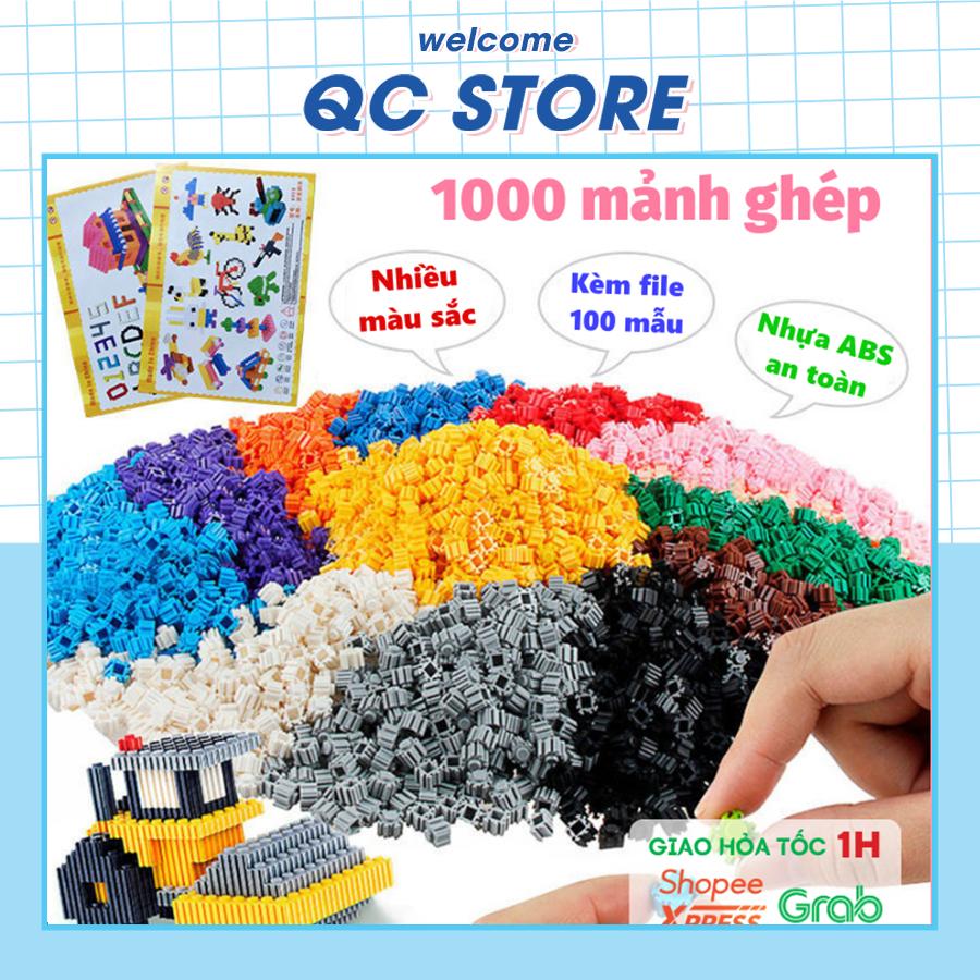 1000 mảnh ghép lắp ráp QC Store - khối lắp ráp răng cưa đa sắc màu Kích thước 8mm cho bé sáng tạo Kèm Mẫu Hướng Dẫn-duoc-ban-tai-QC Store
