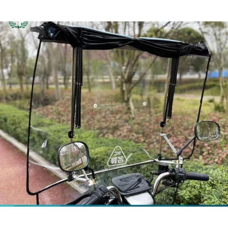 Mái che xe máy, phụ kiện xe máy, mái che, bạt phủ xe máy, bạt che xe máy, áo trùm xe máy, bạc che xe máy 870 gấp gọn-duoc-ban-tai-Mái che xe máy và xe điện Thiên Linh