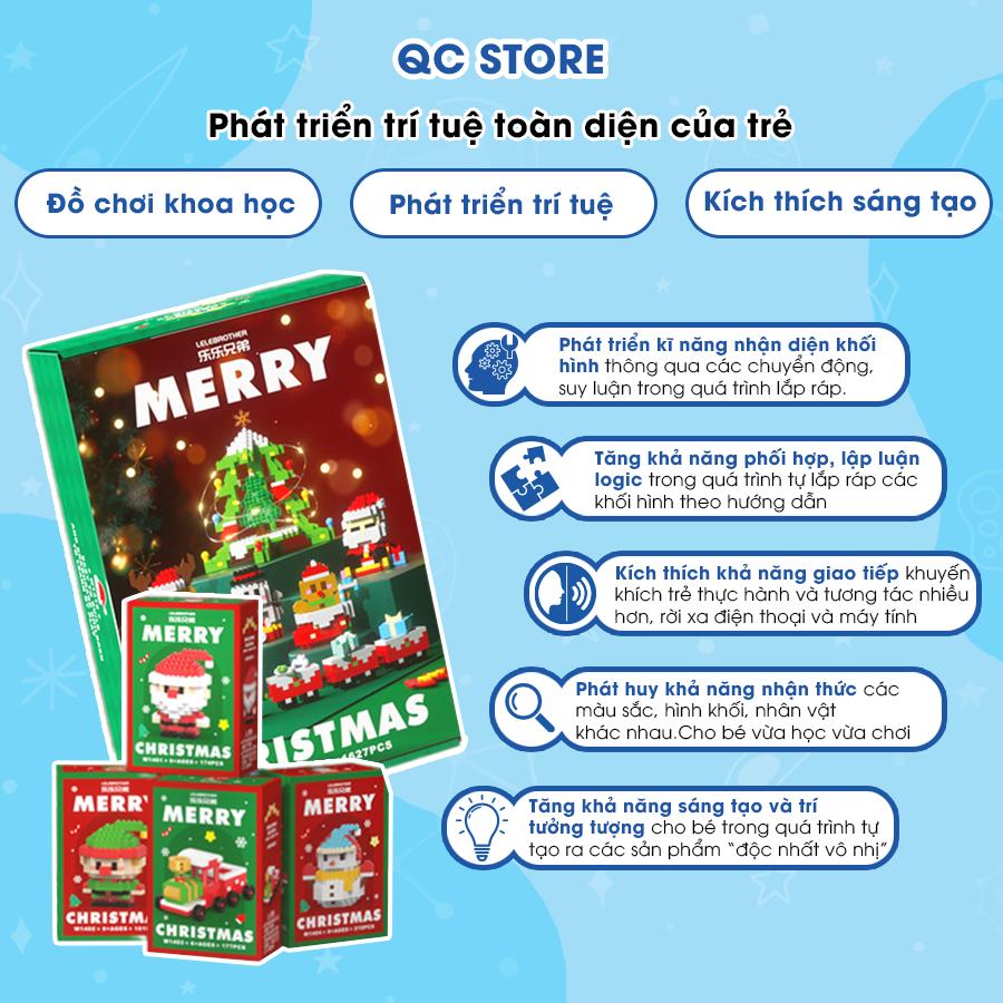 Hộp Quà Tặng Noel 6 in 1 Mô hình Lắp Ráp noel dễ thương Christmas Ông Già Noel Cây Thông Người Tuyết QC Store-duoc-ban-tai-QC Store