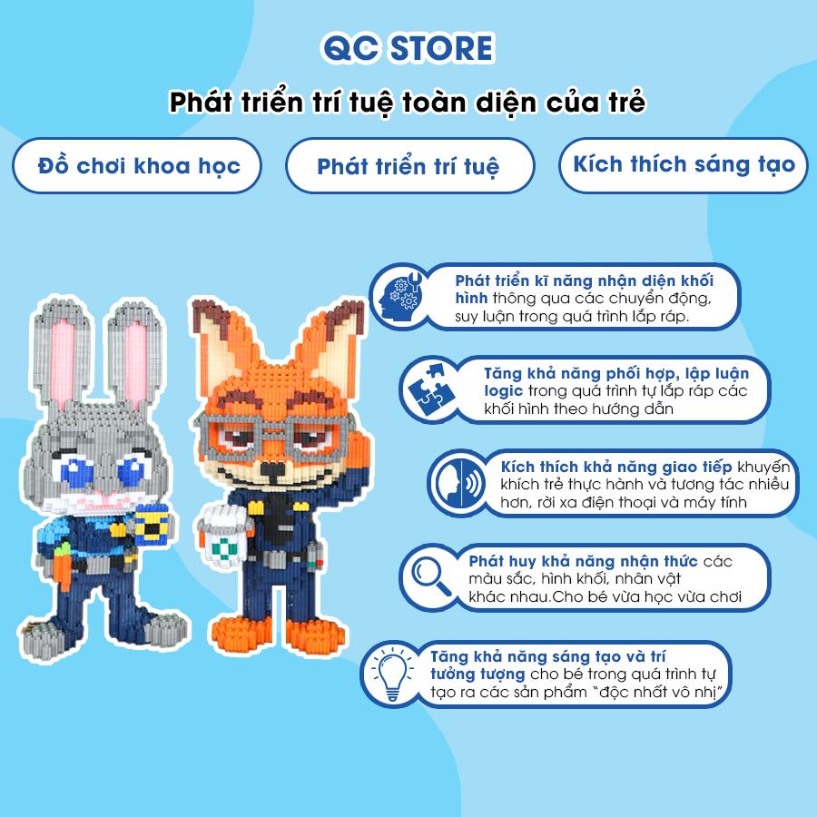 Bộ mô hình đồ chơi lắp ráp 3D xếp hình cáo và thỏ zootopia cỡ vừa cao 32cm QC Store-duoc-ban-tai-QC Store