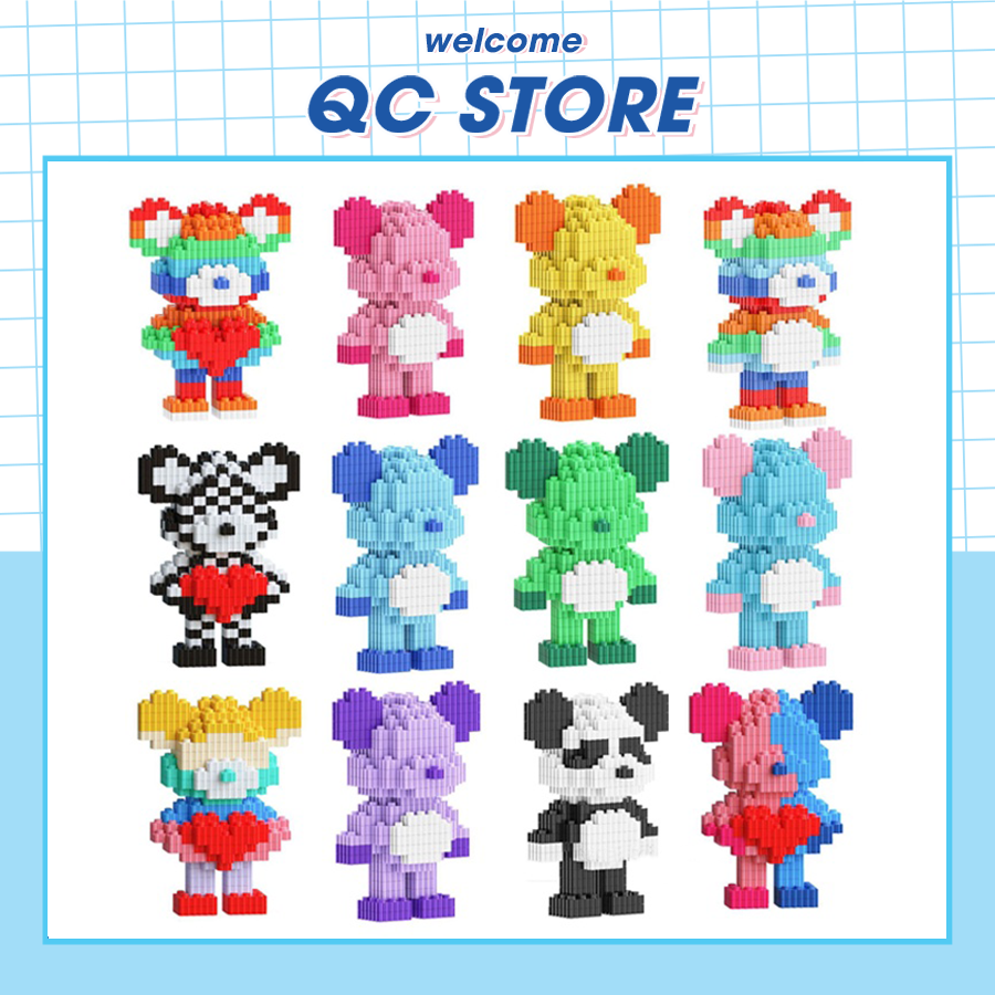 Bearbrick mini Mô hình lắp ráp xếp hình ghép hình nhân vật anime 3d nhỏ giá rẻ cho bé trai QC Store-duoc-ban-tai-QC Store